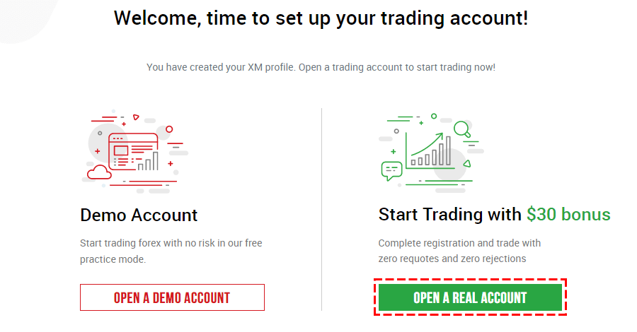 click on OPEN A REAL ACCOUNT.