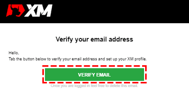XM's registration confirmation email