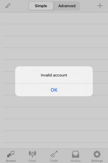 If login fails, "Invalid account" will be displayed.