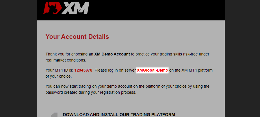 Server number from the email you received from XM when you completed your account opening.