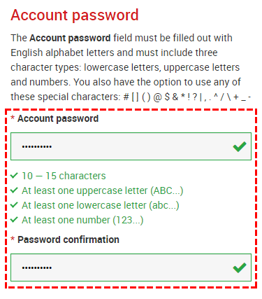 Registration of Passwords for XM Trading Accounts.