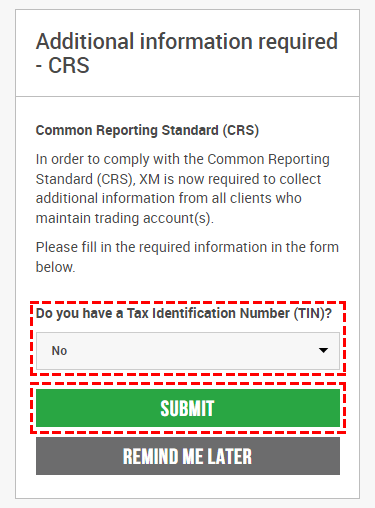Example of entry if you do not have a Tax Identification Number (TIN)