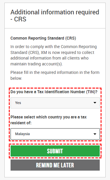 Example entry if you have a Tax Identification Number (TIN)