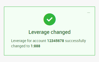 ‘Leverage changed’ is displayed