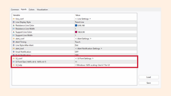 BreakLine font size settings