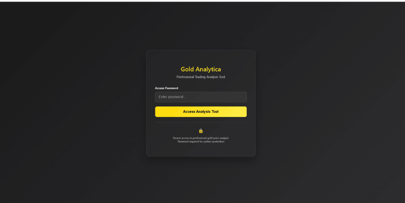 Gold Analytica: Password Authentication Login Screen