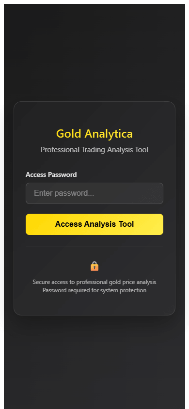 Gold Analytica: Password Authentication Login Screen
