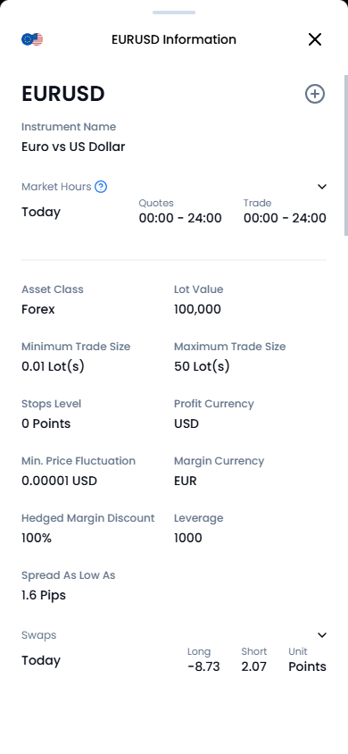 How to find currency pair trading conditions in the XM Members Area — mobile version