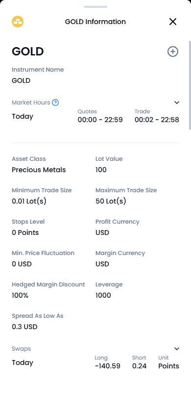How to find precious metals trading conditions in the XM Members Area (Mobile)