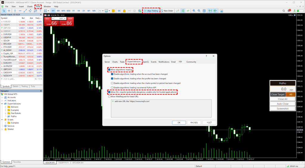 How to install PidPro: enabling automated trading on MT4/MT5