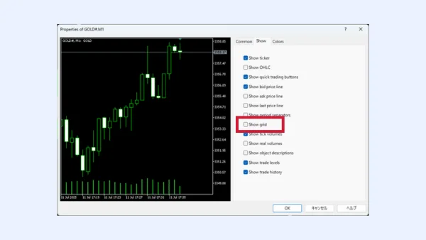 How to hide the standard MT4/MT5 grid when using LocalTime
