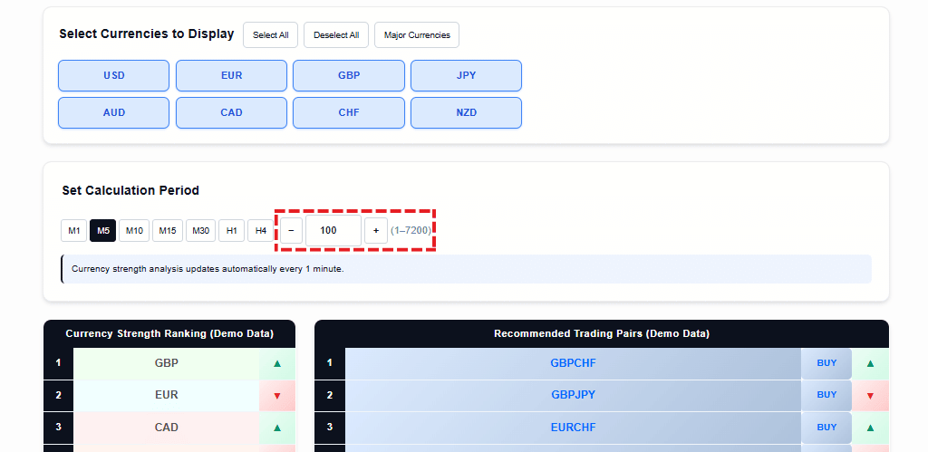 Image showing the custom calculation period settings form