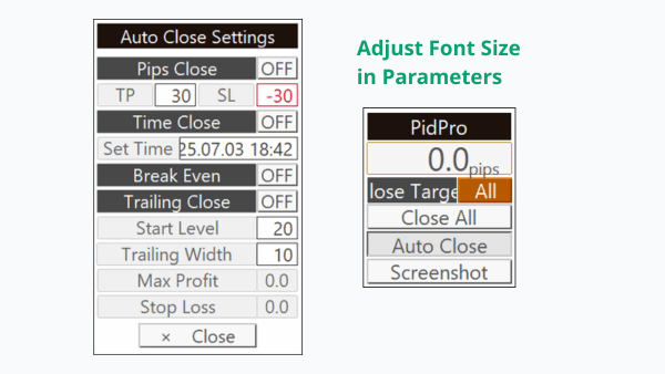 If text appears too large, please adjust the font size in the parameters