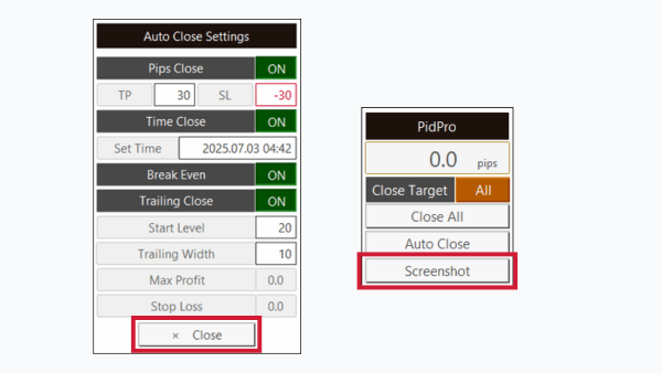 Screenshot showing PidPro's screenshot capture feature