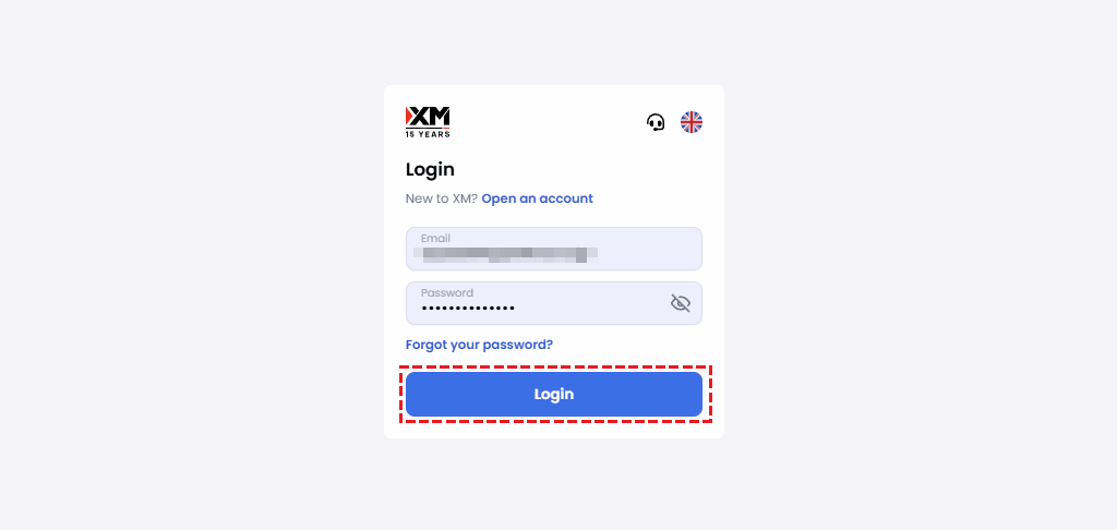 XM login screen for opening an additional trading account