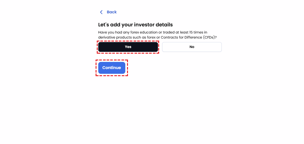 XM identity verification investor survey and investment experience form