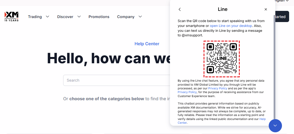 QR code to add XM as a LINE contact on desktop