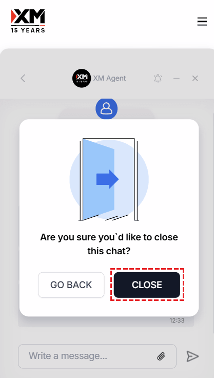 How to end and exit an XM Live Chat session on mobile