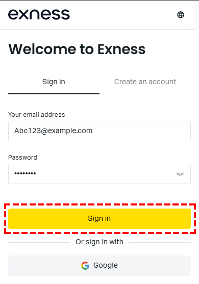 Step 1 – Login to Exness