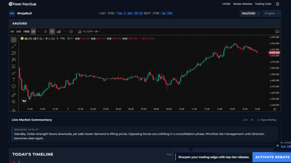 NinjaBull initial dashboard view