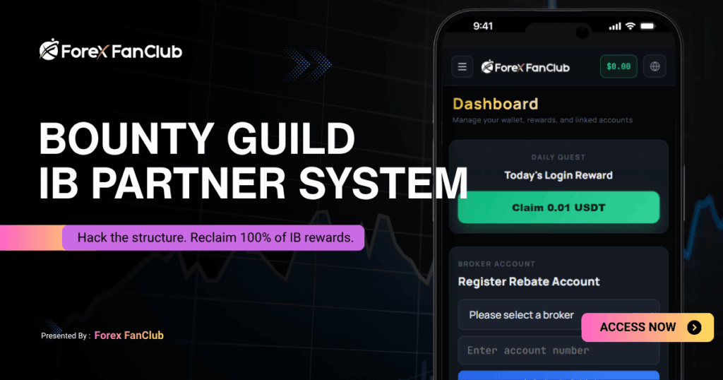 Bounty Guild: The ultimate Forex affiliate and IB partner system by Forex FanClub. Share 100% of IB rewards and build your own auto-rebate infrastructure.