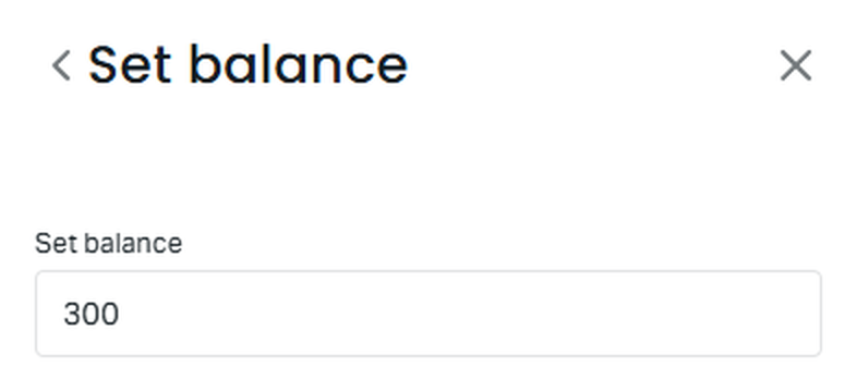 The Set balance screen of an Exness demo trading account on a phone, with the balance field