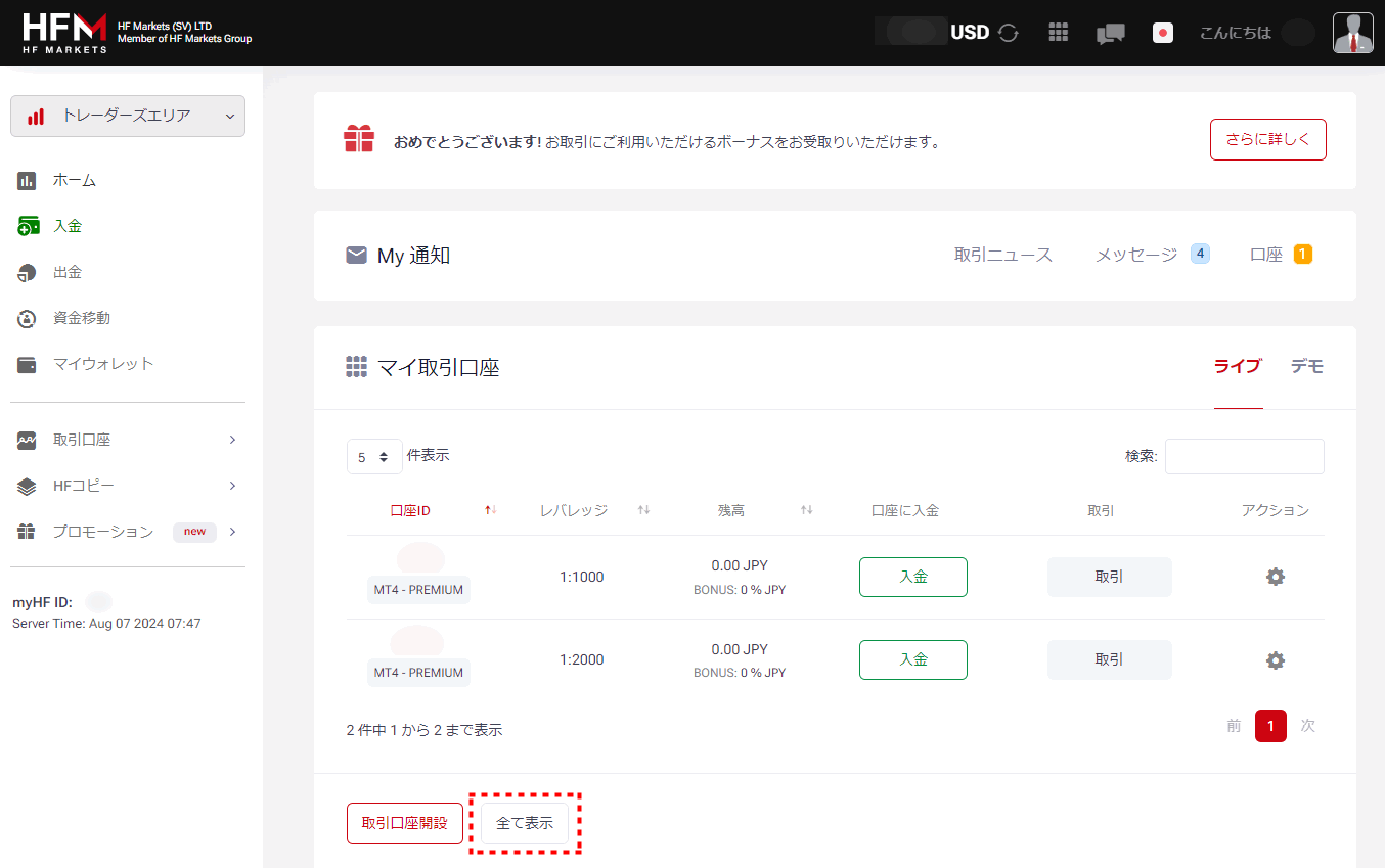 HFM_追加口座アーカイブ口座確認_pc1