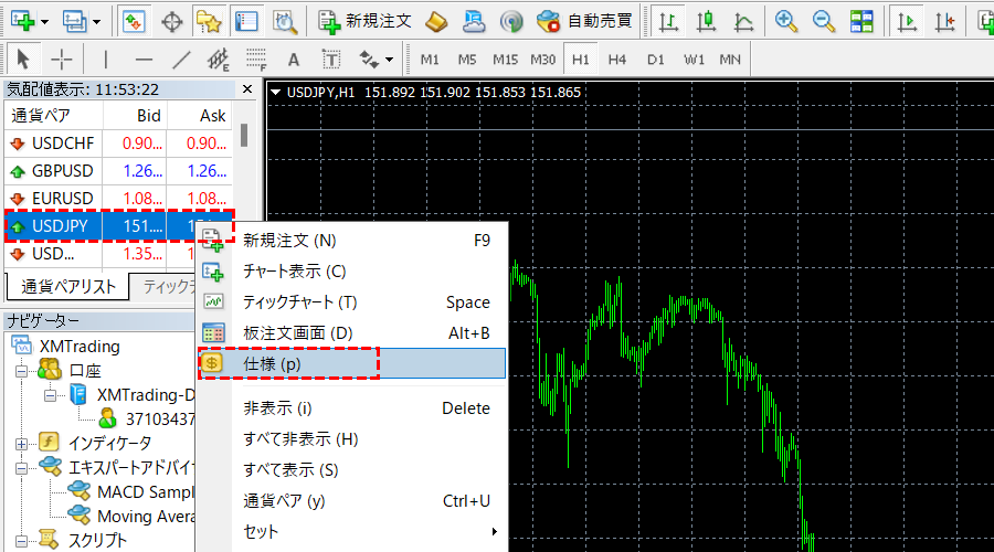 mt4_mt5でのスワップポイント確認方法1