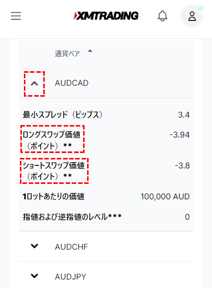 xm_スワップポイント確認方法モバイル版3