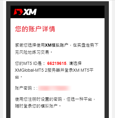 XM_开设模拟账户_MT5标准账户信息邮件_手机版