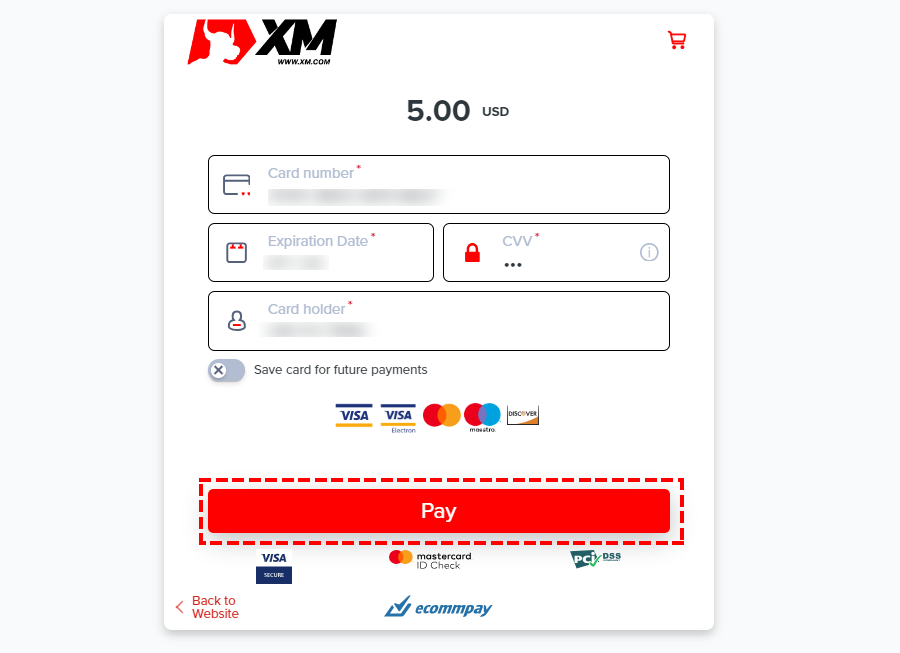 XM贈金_信用卡入金_輸入信用卡資料_電腦版