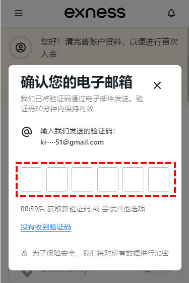 Exness_輸入信箱驗證碼_手機版