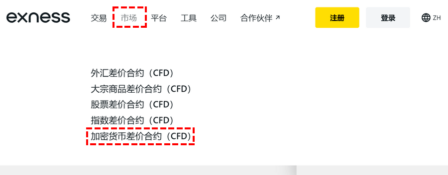 Exness_首頁_加密貨幣差價合約(CFD)_電腦版